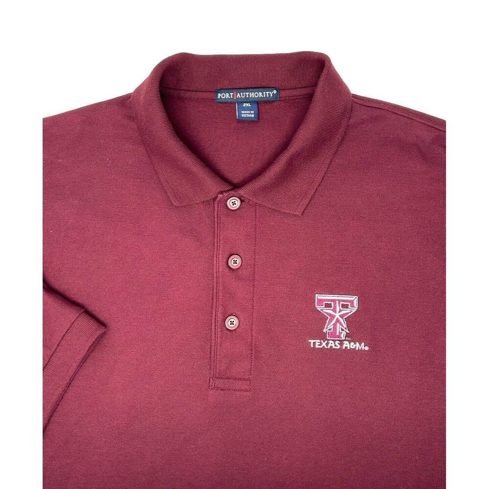 Port Authority Maroon Texas A&M  Short Sleeve‎ Polo  Shirt Mens 2XL